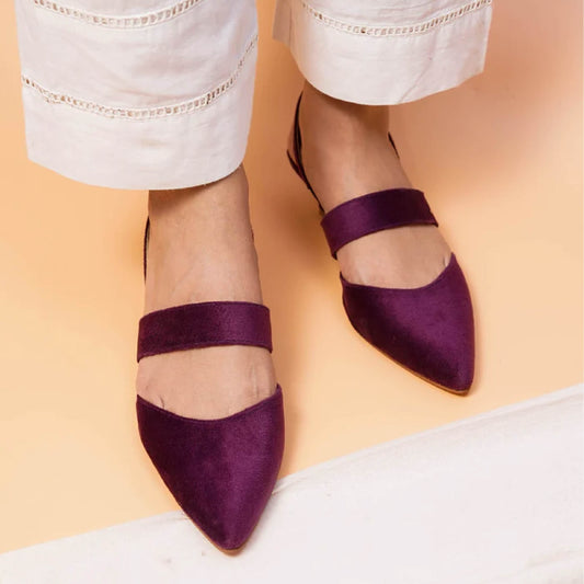 Purple Velvet easy-strap Court Shoes by Zapatla cs20