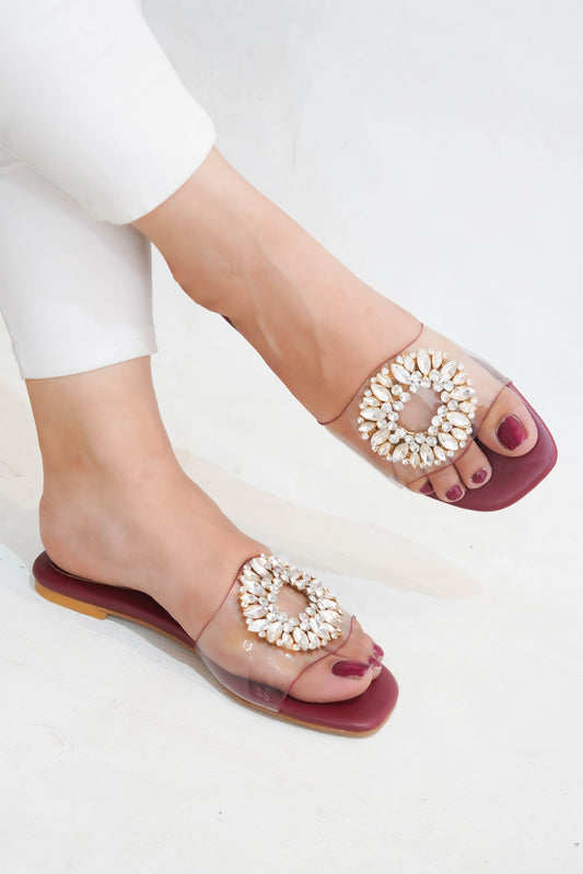 Maroon Transparent Women Slipper WC52