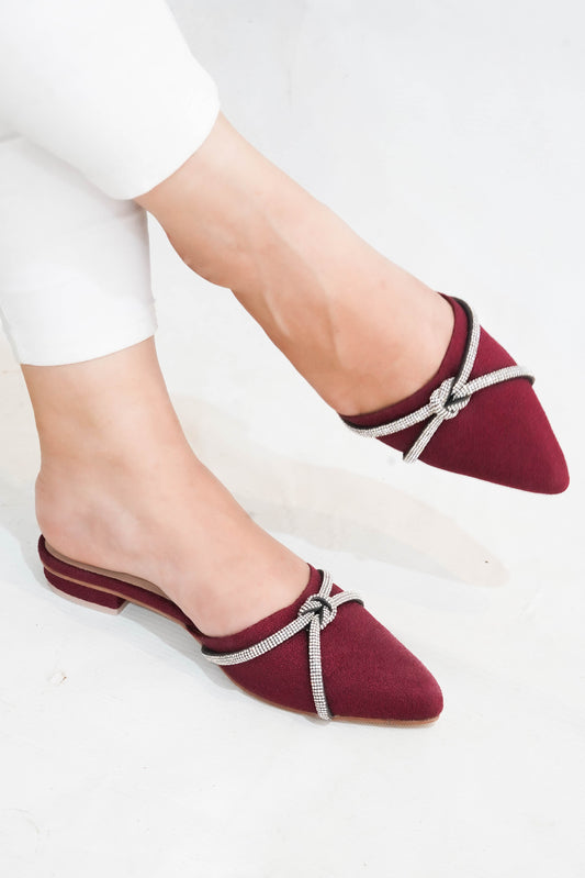 Maroon Elegant Amethyst Mules ZM-1015