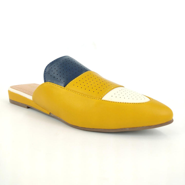 Yellow Pointed Toe Flat Women Mules by Zapatla PW032 - Zapatla