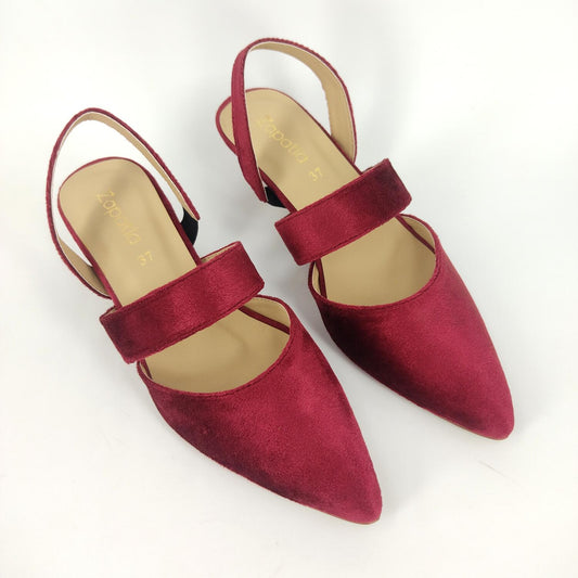 Maroon Velvet easy-strap Court Shoes by Zapatla cs20