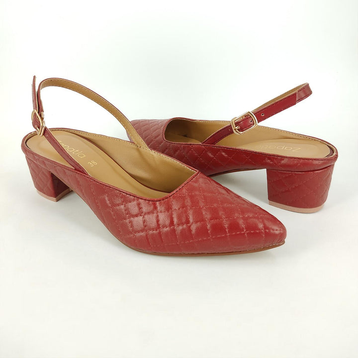 Maroon Square Ankle Strap Court Shoes by Zapatla cs21 - Zapatla