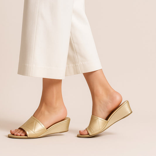 Golden Comfy Wedges we05