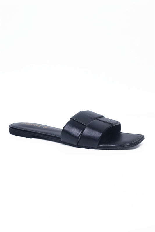 Black Open Toe Flats ZF-102