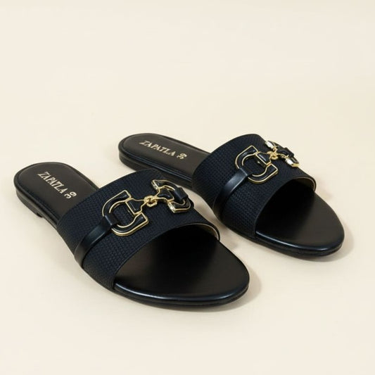 Black Buckle Slides ZF-139