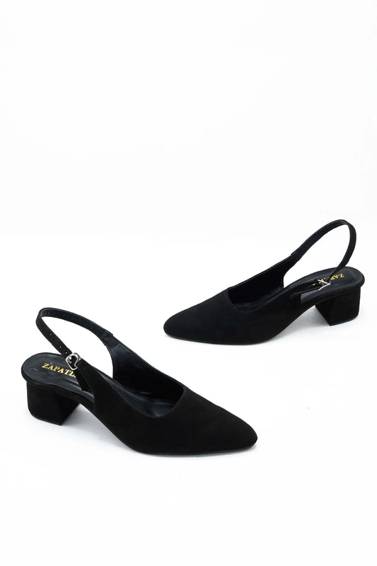 Black Sling Back Court Shoes ZM-1004