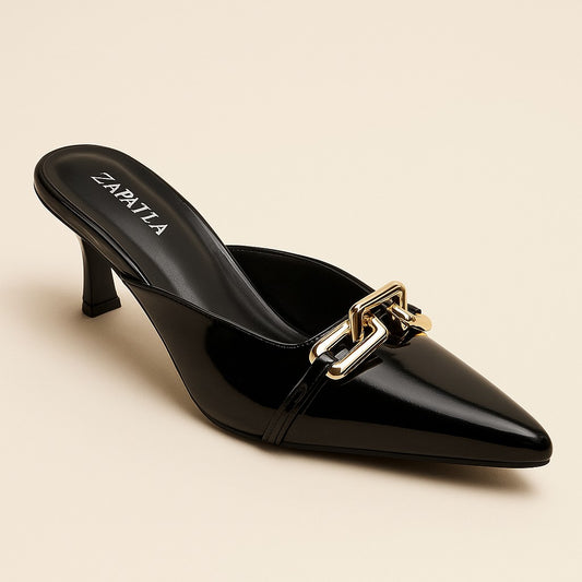Black Chain Mules ZM-1010