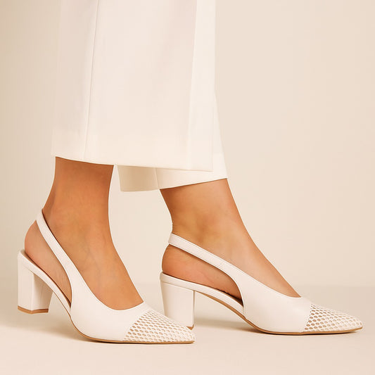 White Pointed Sling back ZM-1016