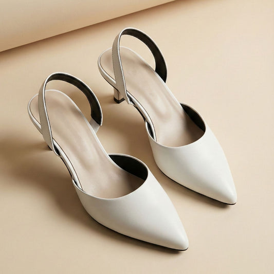 White Slingback Heels ZM-1020