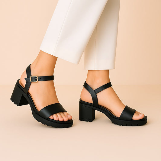Black Block Heel Sandals ZW-1513