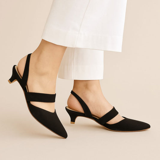 Black Velvet easy-strap Court Shoes by Zapatla cs20