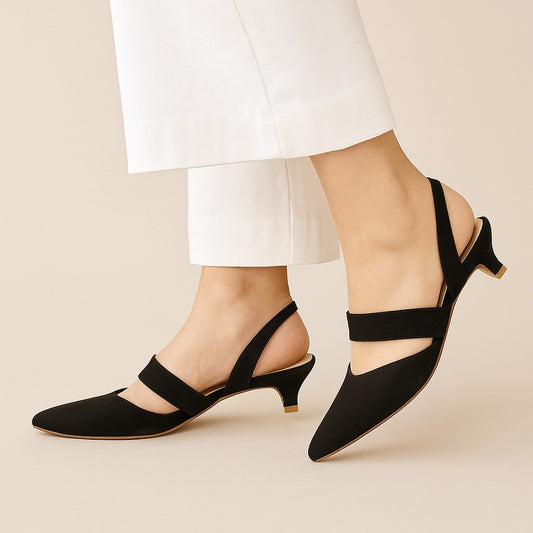 Black Velvet easy-strap Court Shoes by Zapatla cs20