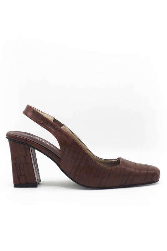 Chocolate Sling Back Pumps ZM-1007