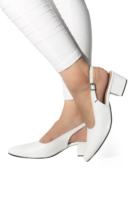 White Sling Back Court Shoes ZM-1004