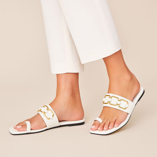 White Buckled Flat ZF-111