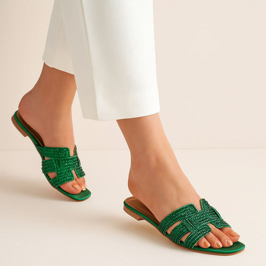 Green Rhine Stone Flat ZF-112
