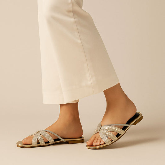 Golden Rhinestone Slippers ZF-128