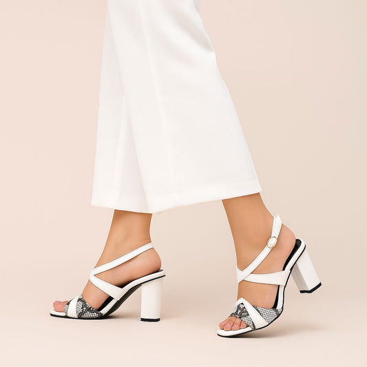 White Strap Block Heel ZH-514