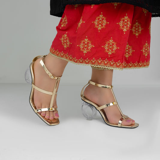 Golden Transparent Heel Sandal ZH-517