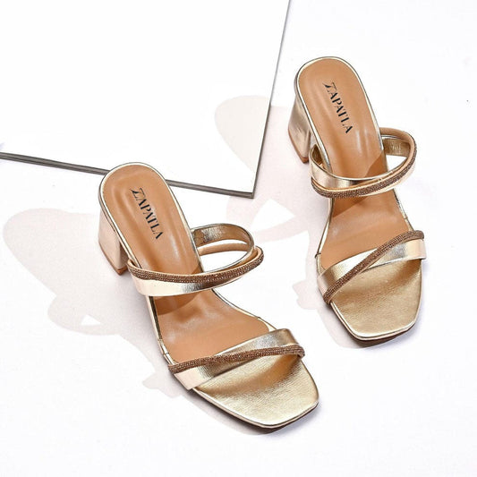 Gold Block Heel Sandal ZH-519