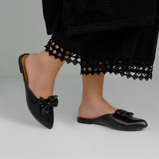 Black Bow Mules ZM-1002