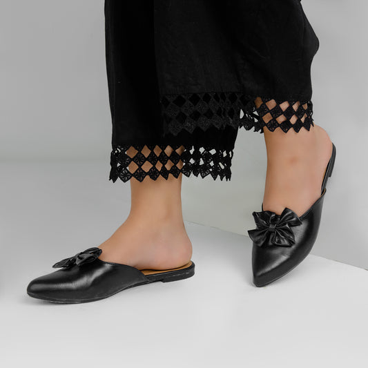 Black Bow Mules ZM-1002