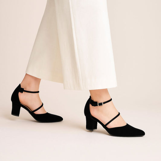 Black Strap Pumps ZM-1003