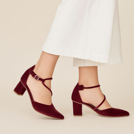Maroon Strap Pumps ZM-1003