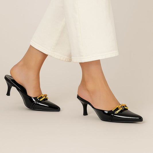 Black Chain Mules ZM-1010