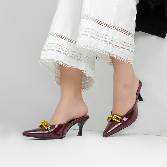 Maroon Chain Mules ZM-1010