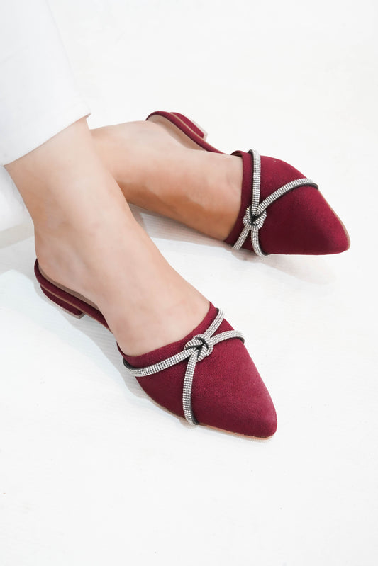 Maroon Elegant Amethyst Mules ZM-1015