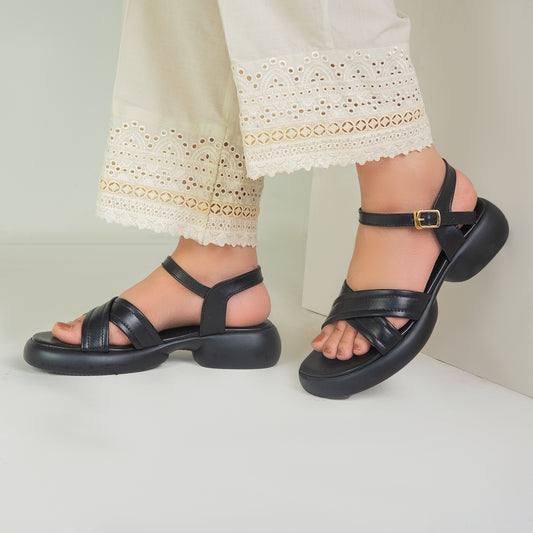 Black Cross Strap Sandals ZW-1510