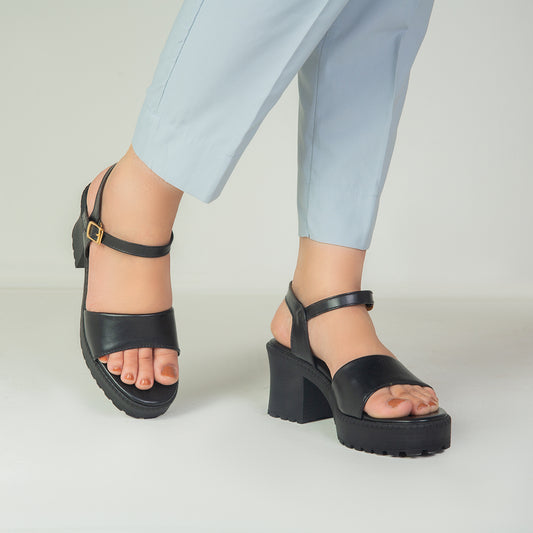 Black Block Heel Sandals ZW-1513