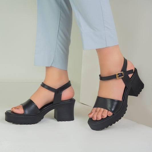 Black Block Heel Sandals ZW-1513