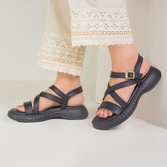 Black Criss Cross Kito Sandals ZW-1517