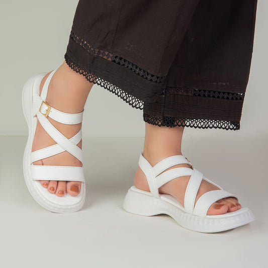 White Criss Cross Kito Sandals ZW-1517