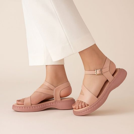 Pink Strappy Comfort Sandals ZW-1518