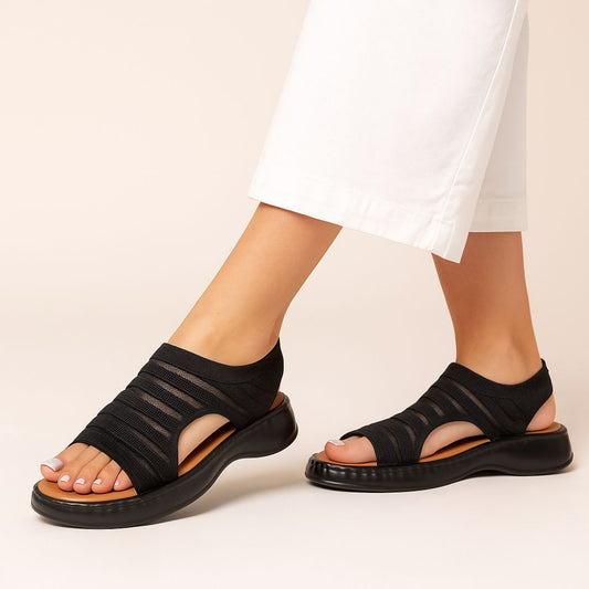 Black Stretch Sandal ZW-1522