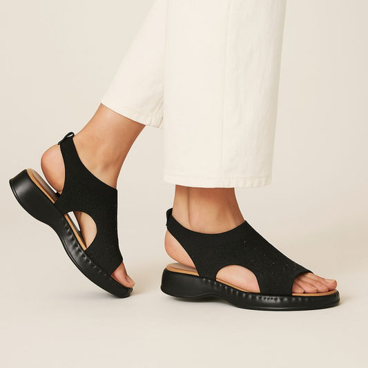 Black Stretch Slip On Sandal ZW-1524