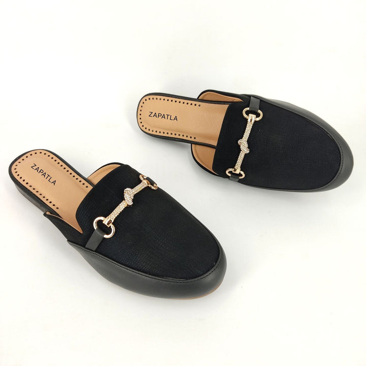 Black Women Mule Shoes Pw031 - Zapatla